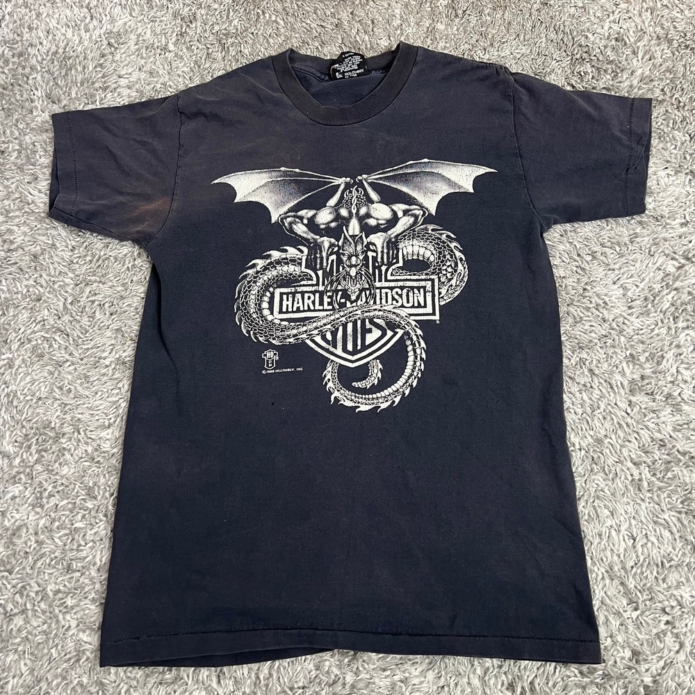 Harley Davidson T-Shirt Gargoyle Dragon Size M Vintage 1988 Holoubek HTF Grail